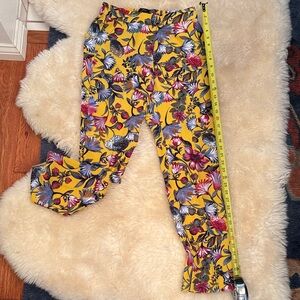 J. Crew Tall 4 Yellow Floral Pants
